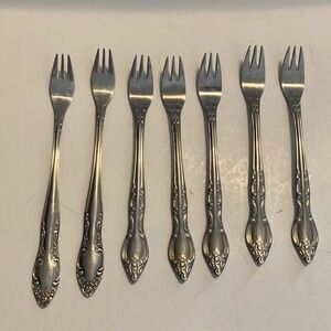 Silver Stainless Steel Coctail‎ Fork Set of 7
